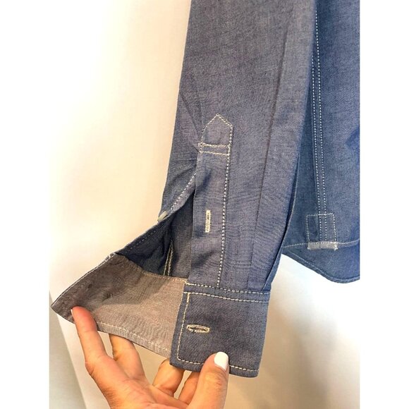 Weatherproof Vintage Denim Chambray Blue Button-Down Shirt Large - Picture 6 of 9